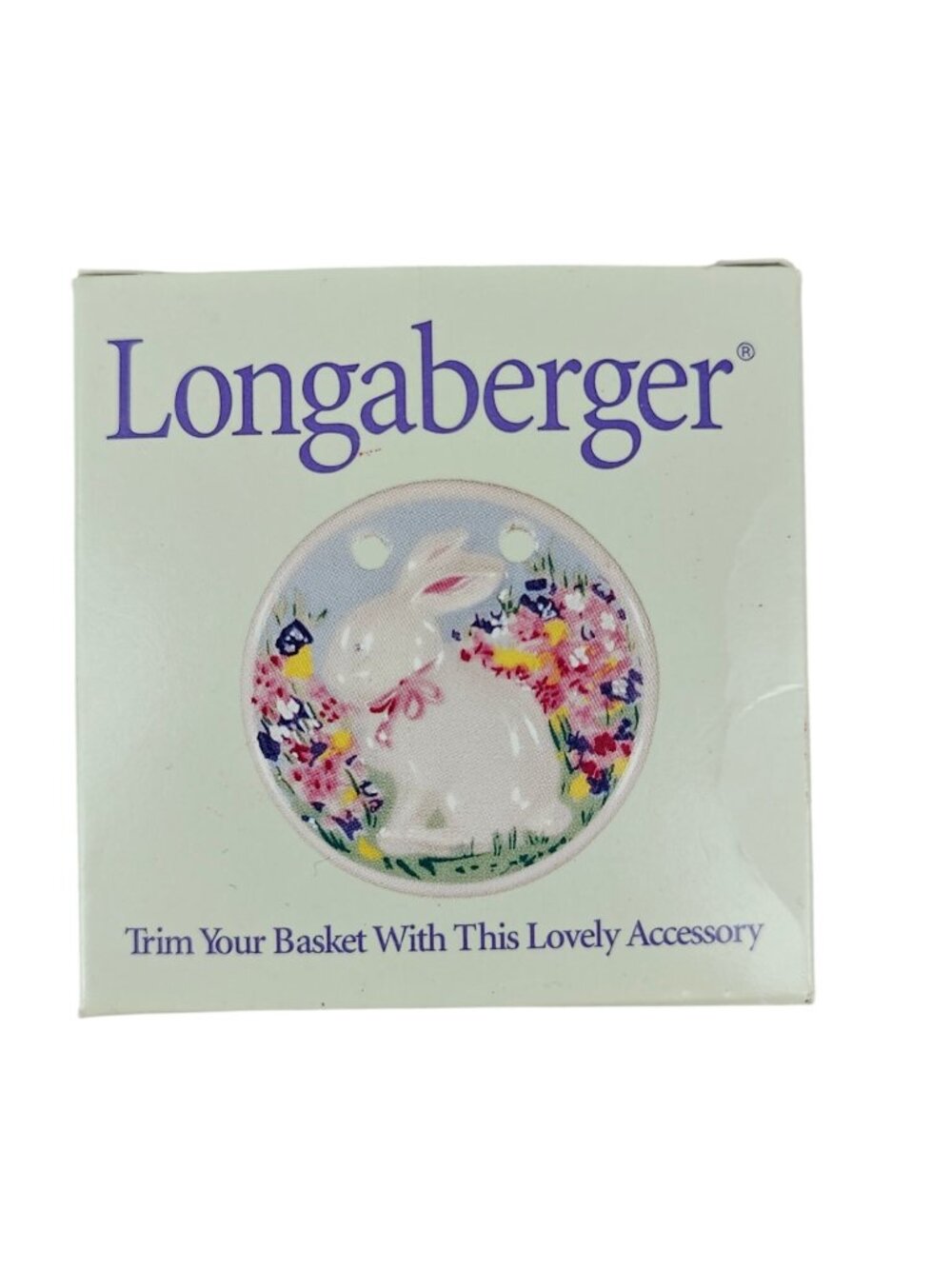 Longaberger 1998 Ceramic Bunny Tie-On Spring Floral Design White & Pastel Colors